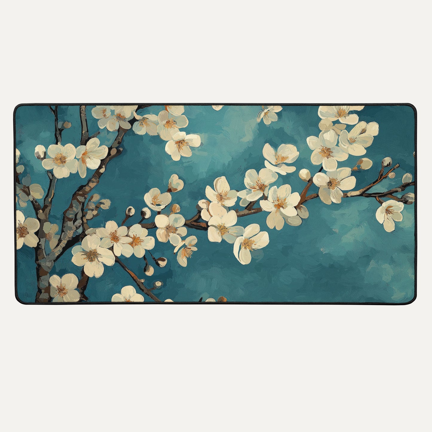 Almond Blossoms Noir - Desk Mat