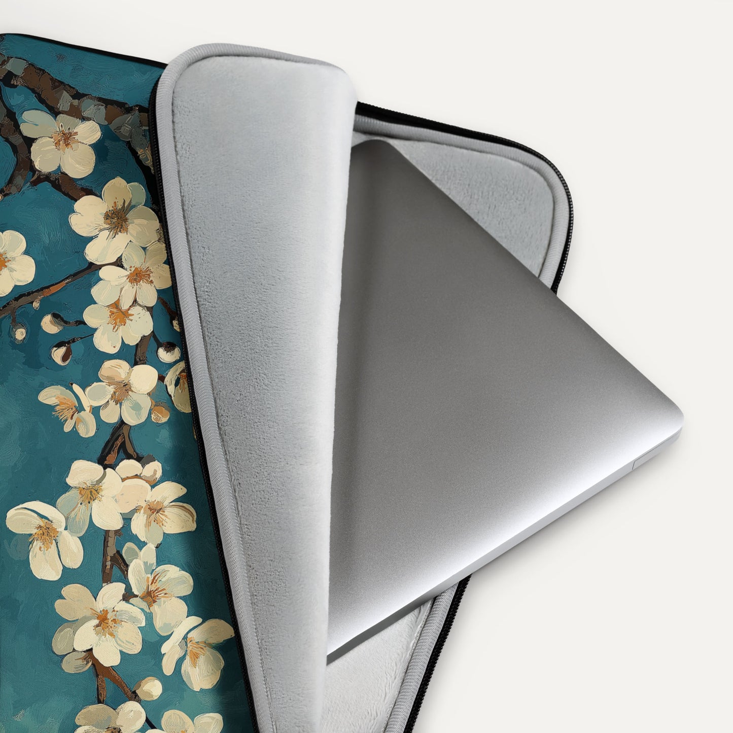 Laptop with a floral design on a white background