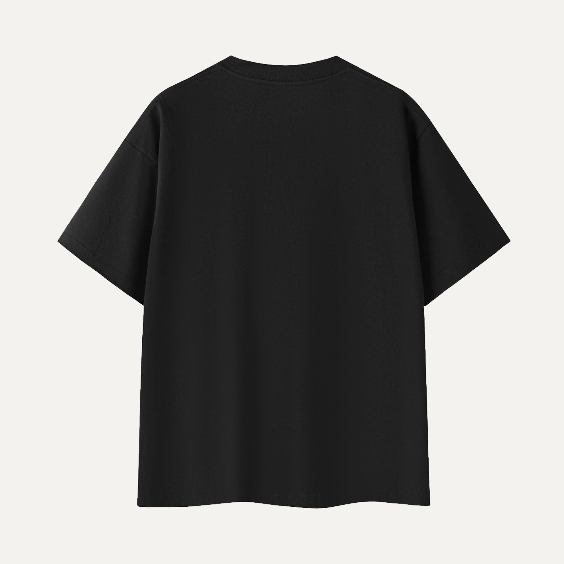 Black t-shirt on a light gray background