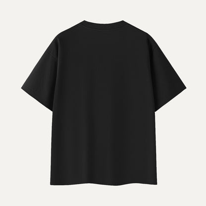 Black t-shirt on a light gray background