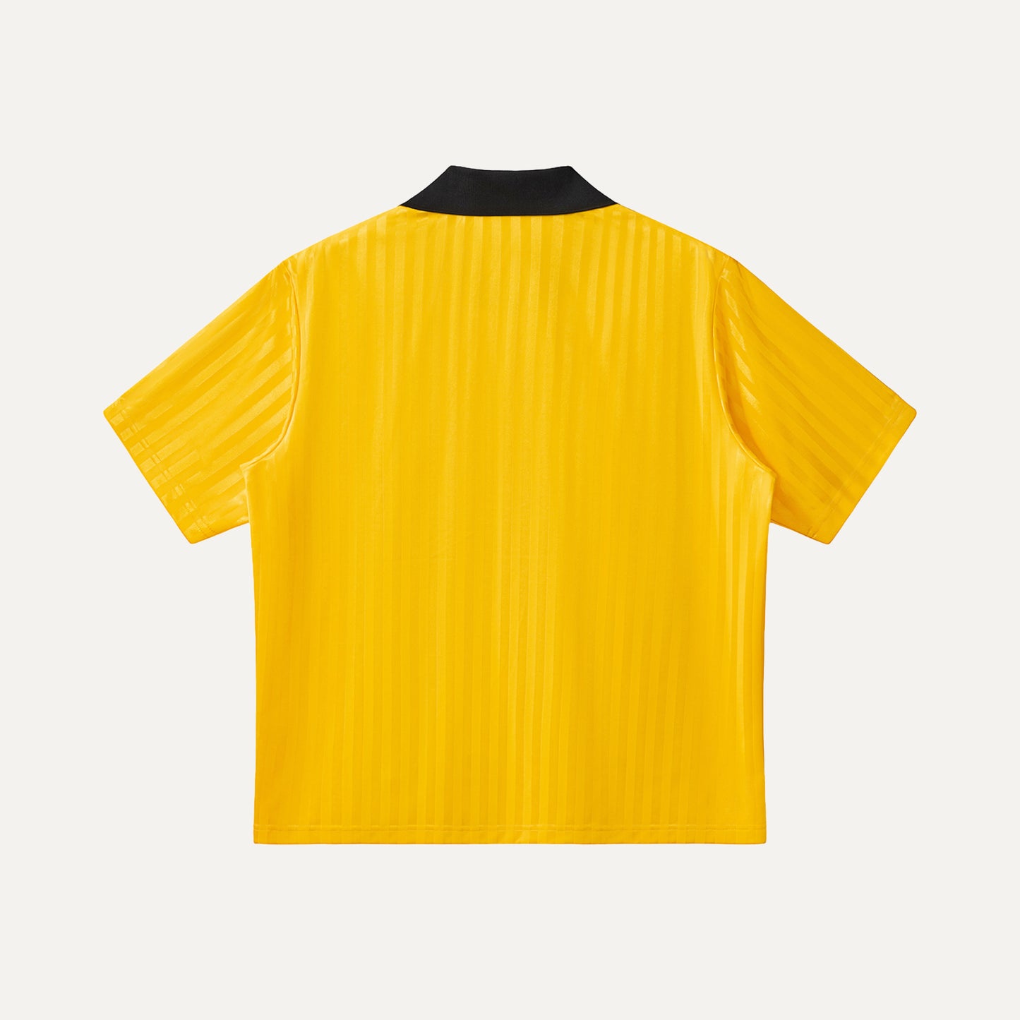 Yellow shirt with black collar on a white background
