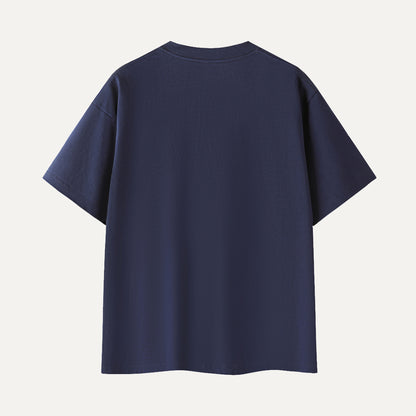 Navy blue t-shirt on a white background