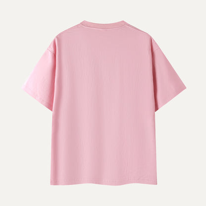 Pink t-shirt on a light gray background