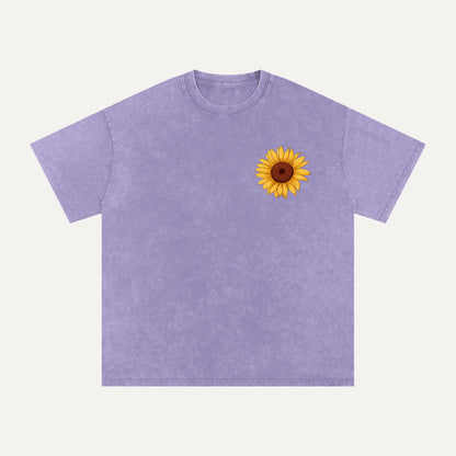Stay Wild Sunflower Child - Snow Washed Oversized Cotton T-Shirt