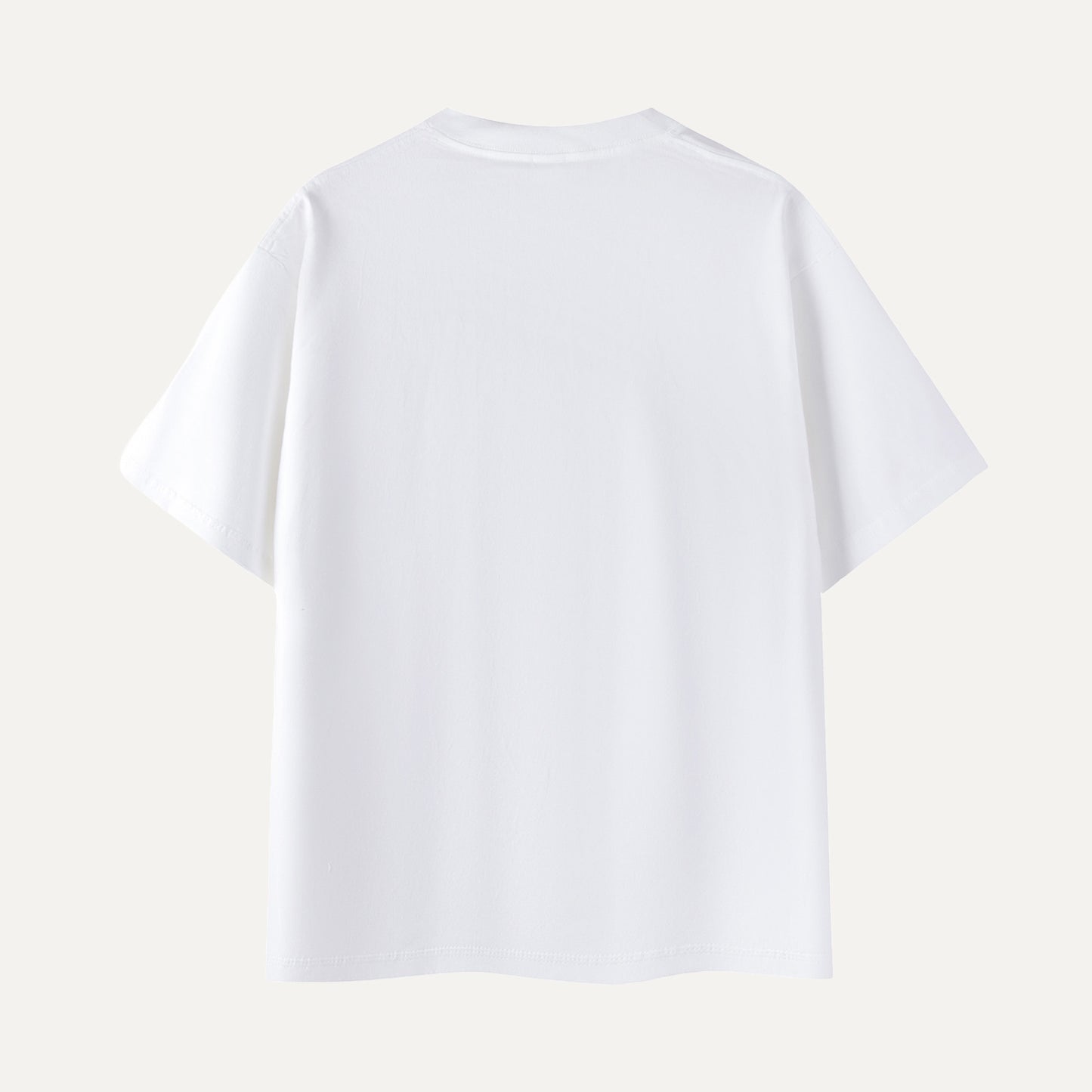 White t-shirt on a light gray background