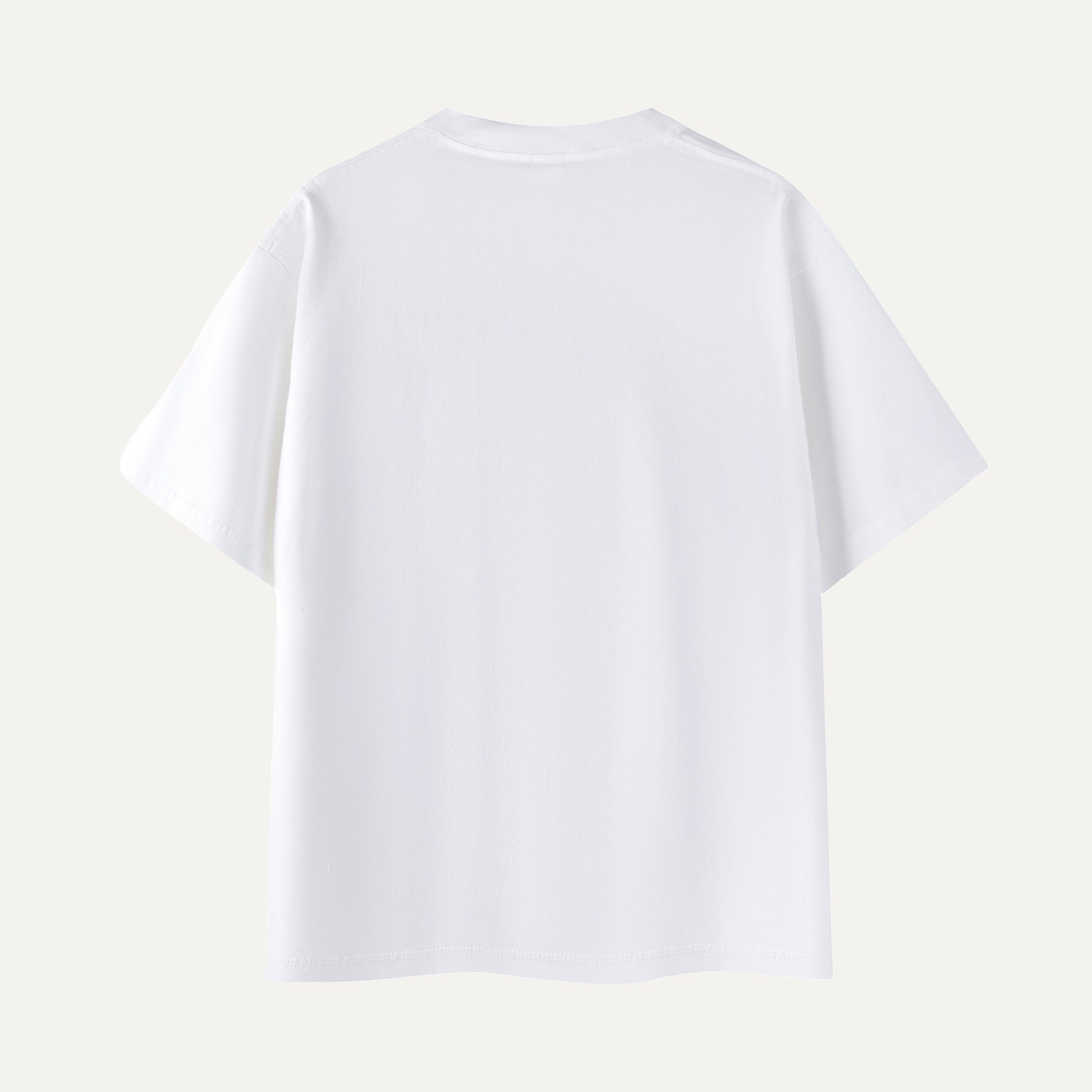 White t-shirt on a light gray background