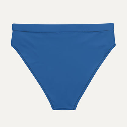 Blue bikini bottom on a light gray background