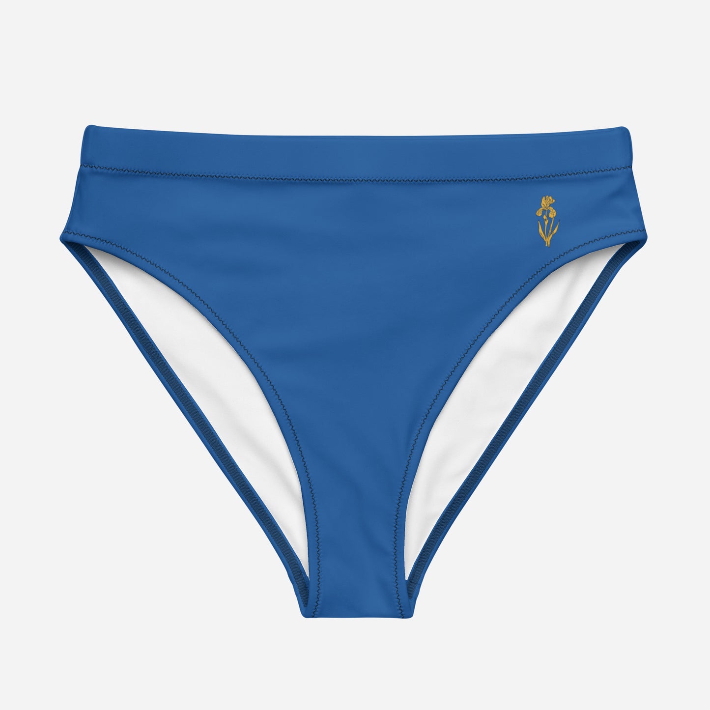 Sunlit Irises - Recycled High-Waisted Bikini Bottom Blue