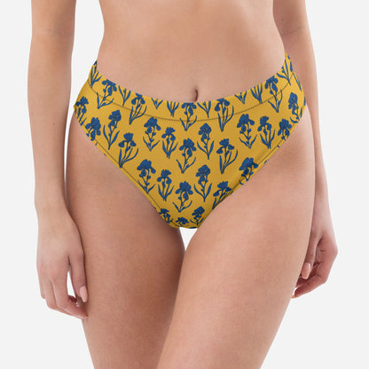 Sunlit Irises - Recycled High-Waisted Bikini Bottom
