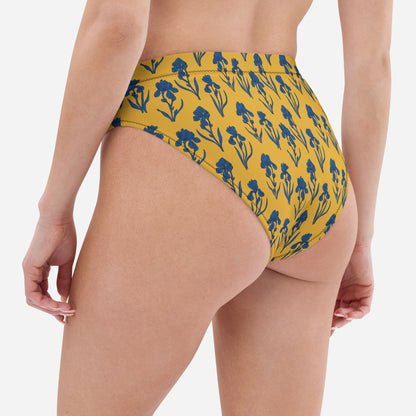 Sunlit Irises - Recycled High-Waisted Bikini Bottom