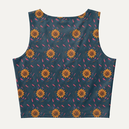 Vest with sunflower pattern on a blue background
