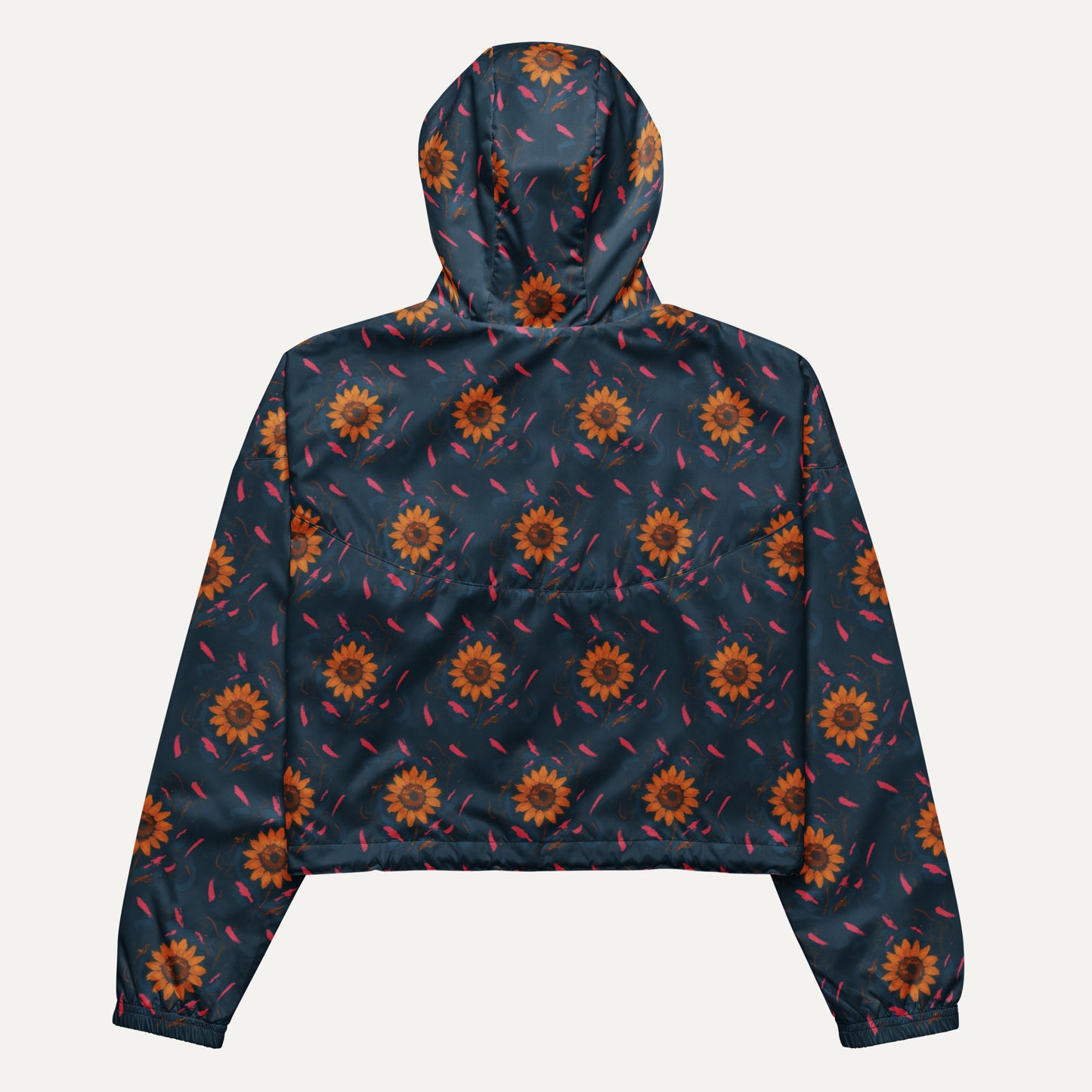 Hoodie with sunflower pattern on a plain background