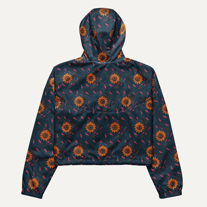 Hoodie with sunflower pattern on a plain background