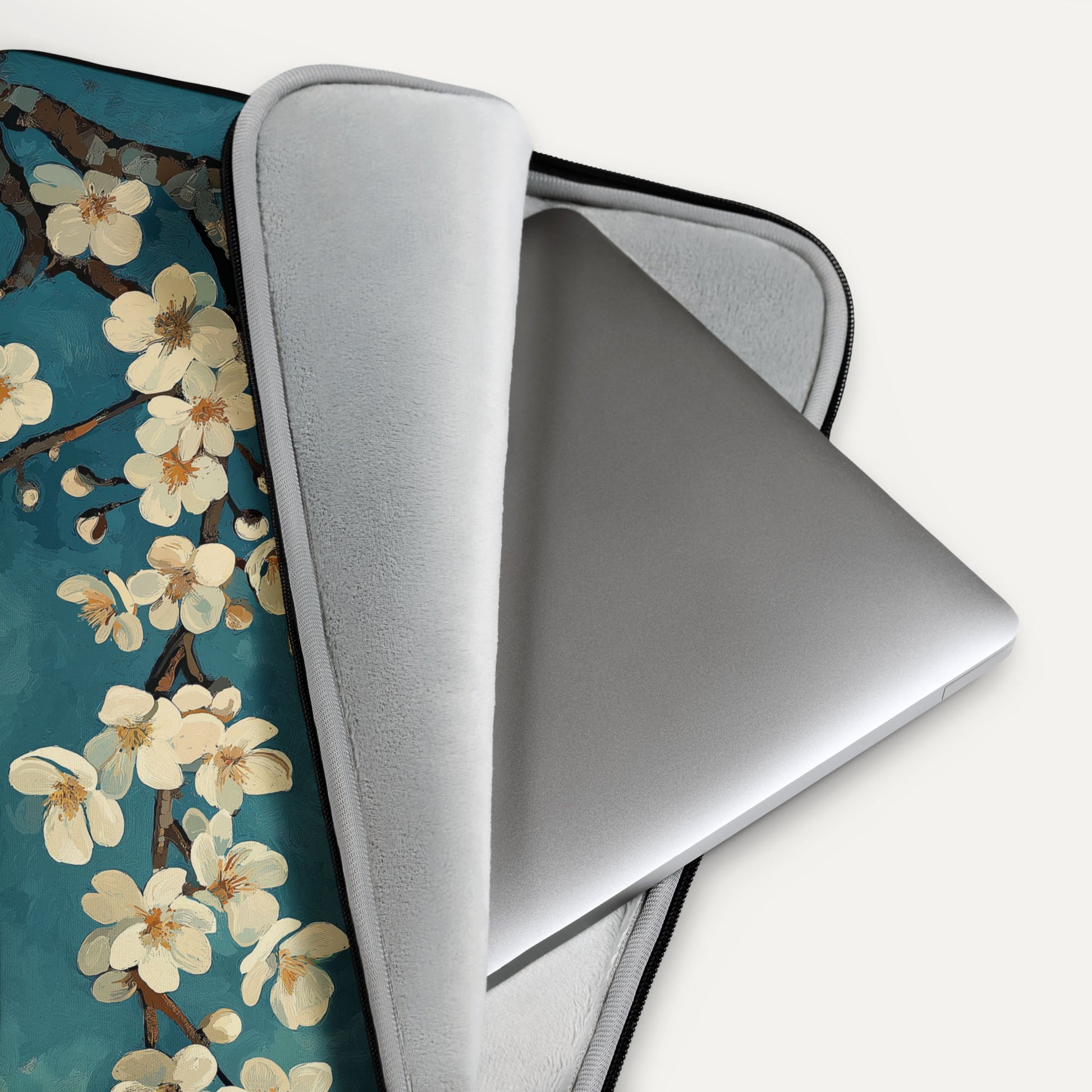 Laptop with a floral design on a white background