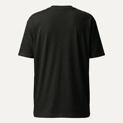 Black t-shirt on a white background