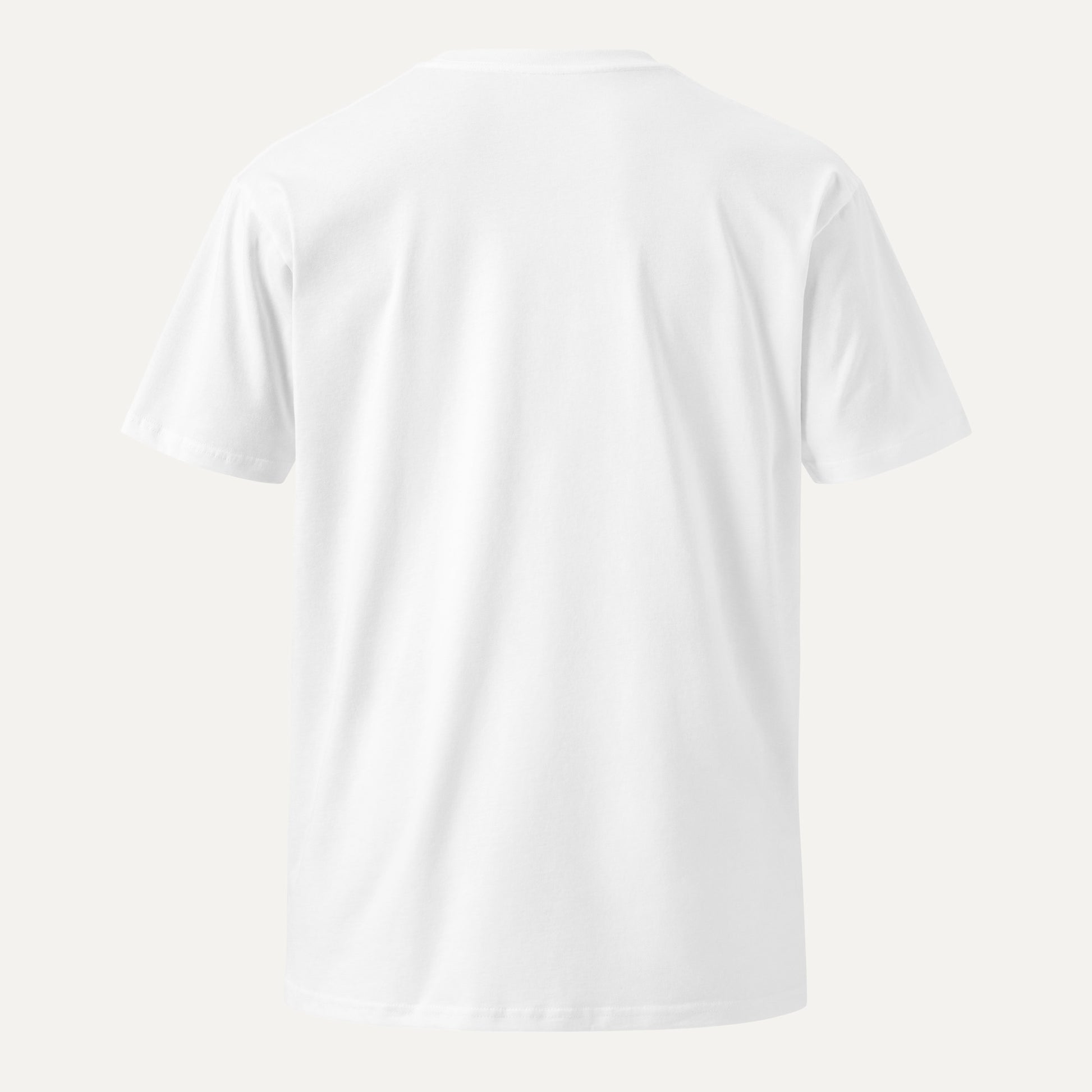 Plain white t-shirt on a light gray background