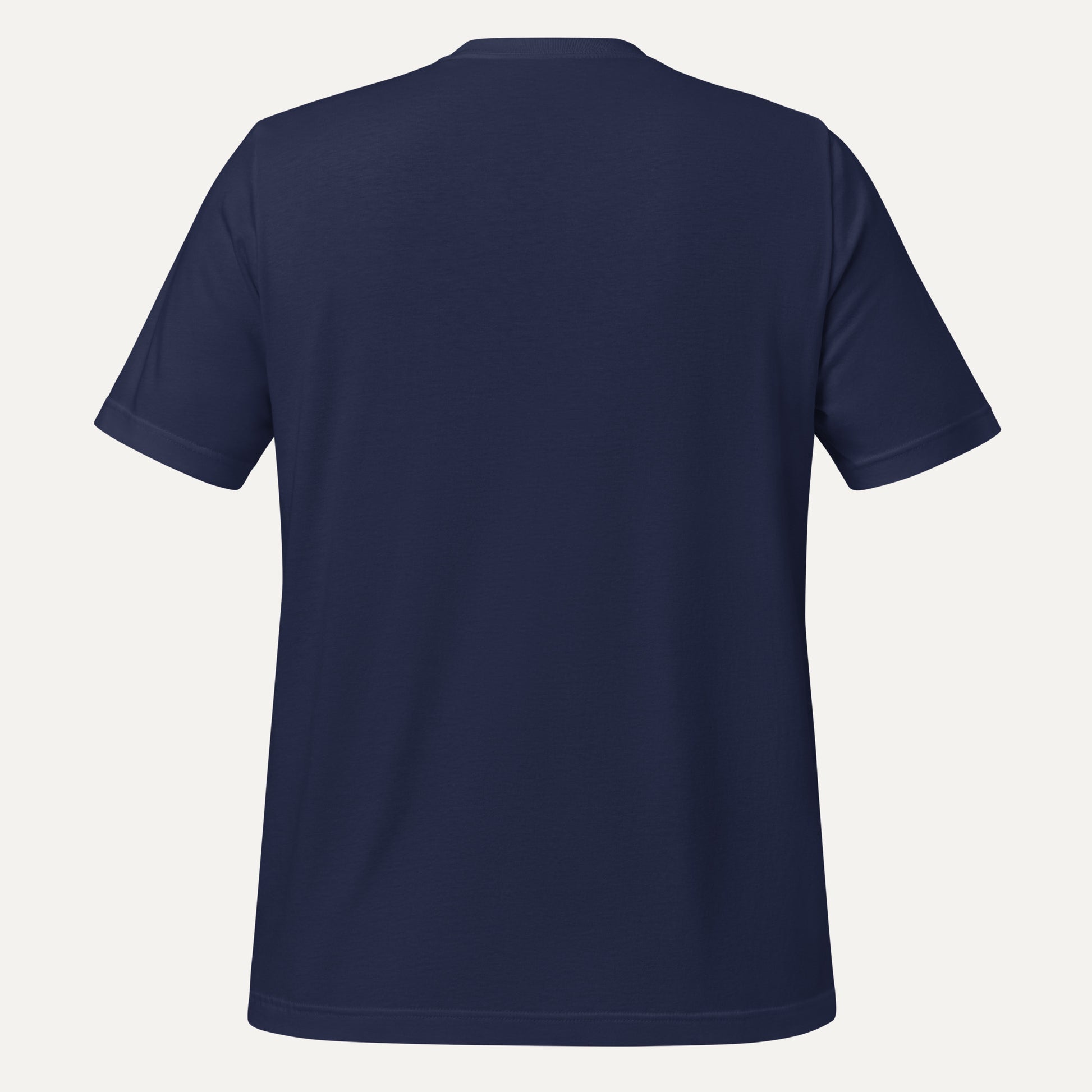 Navy blue t-shirt on a white background